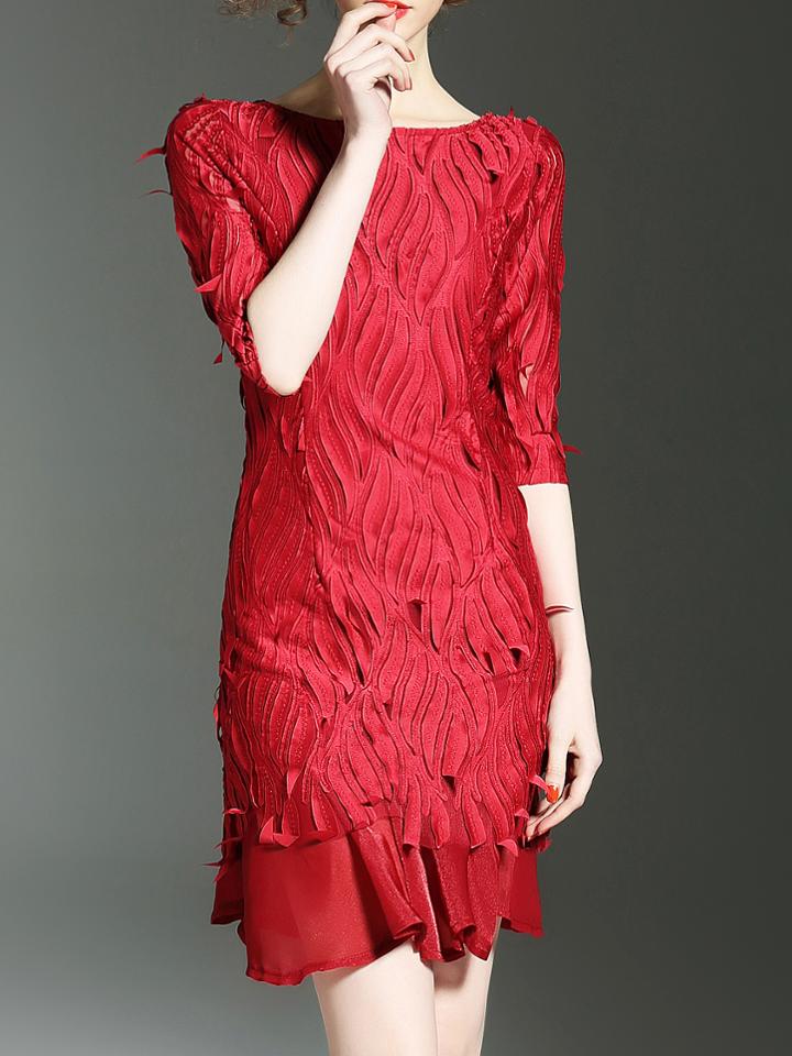 Shein Backless Applique Hollow Shift Dress