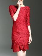 Shein Backless Applique Hollow Shift Dress
