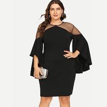 Shein Plus Contrast Mesh Solid Dress