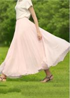 Rosewe Holiday Essential Chiffon Maxi Skirt Pink