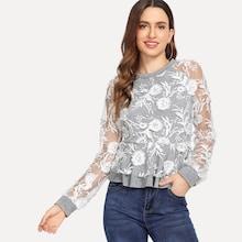 Shein Contrast Mesh Sweatshirt