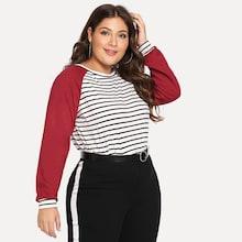 Shein Plus Raglan Sleeve Striped Tee
