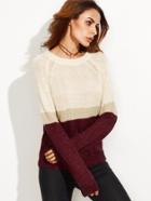 Shein Color Block Raglan Sleeve Sweater