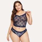 Shein Plus Scalloped Trim Floral Lace Cami Top & Panty