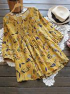 Shein Ditsy Print Random Pleated Long Top