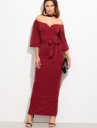 Shein Sweetheart Off The Shoulder Belted Dress