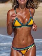 Shein Color-block Crochet Hollow Out Bikini Set