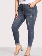 Shein Dual Pocket Back Ripped Jeans