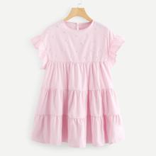 Shein Pearl Beaded Ruffle Sleeve Dress