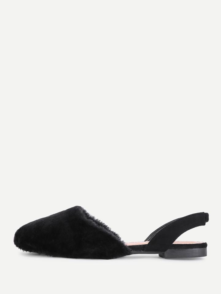 Shein Faux Fur Slingback Flats