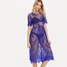 Shein See Through Eyelash Lace Dress Without Lingerie Set