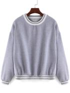 Shein Grey Round Neck Crop Loose Sweatshirt