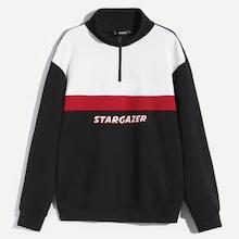Shein Men Zip Half Placket Color Block Pullover
