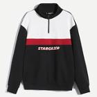 Shein Men Zip Half Placket Color Block Pullover
