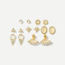 Shein Triangle & Sun Stud Earrings 7pairs
