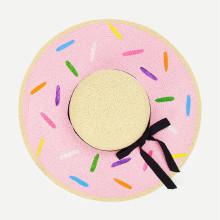 Shein Doughnut Pattern Straw Hat With Knot