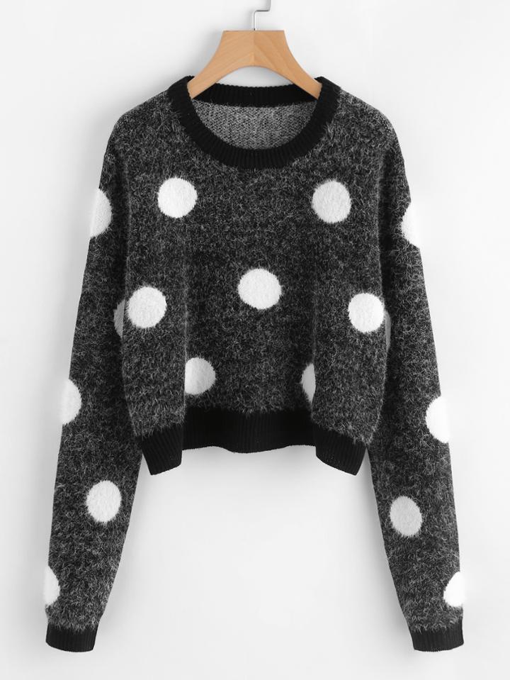 Shein Polka Dot Fluffy Jumper
