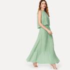 Shein Pleated Hem Solid Dress
