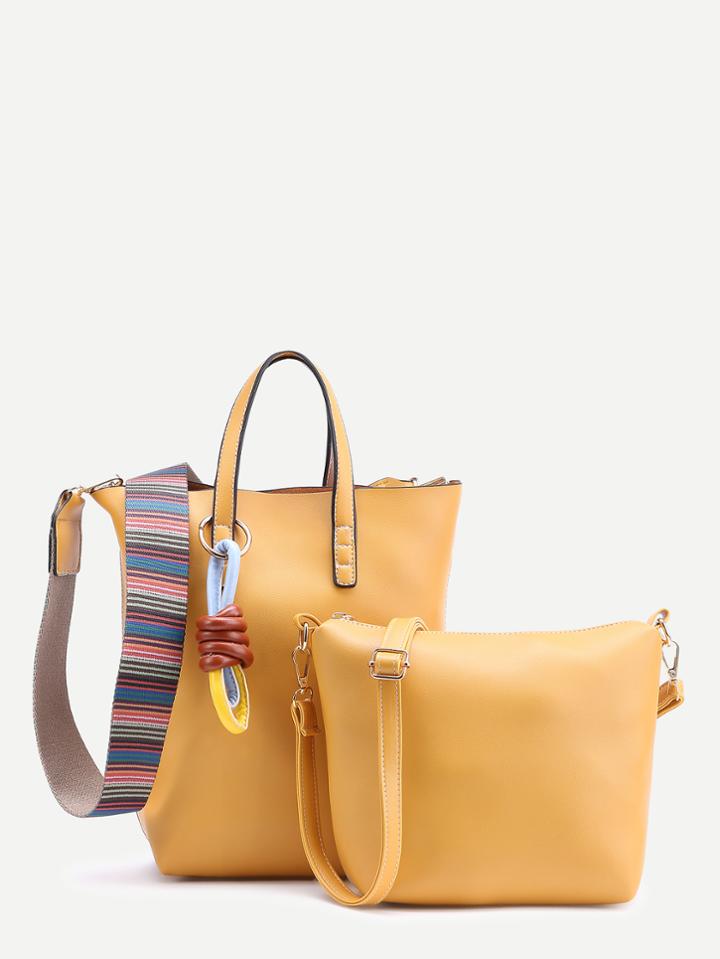 Shein Contrast Strap Pu Bag With Shoulder Bag