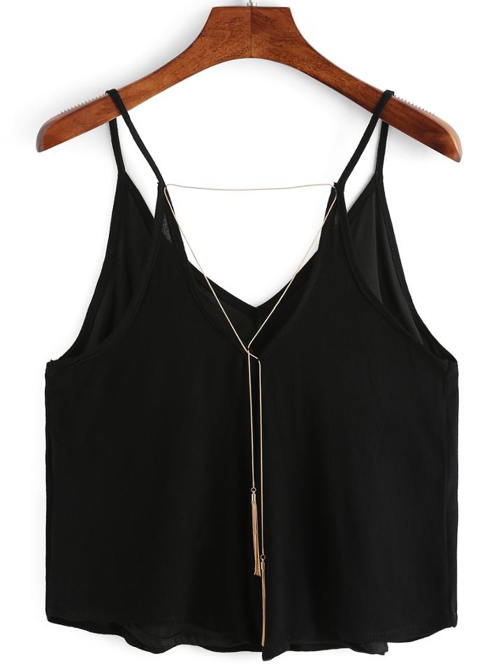 Shein Gold Tassel Chain Embellished Cami Top
