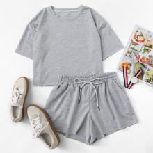 Shein Marled Knit Tee & Shorts Set