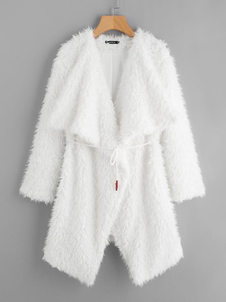 Shein Waterfall Collar Faux Fur Coat