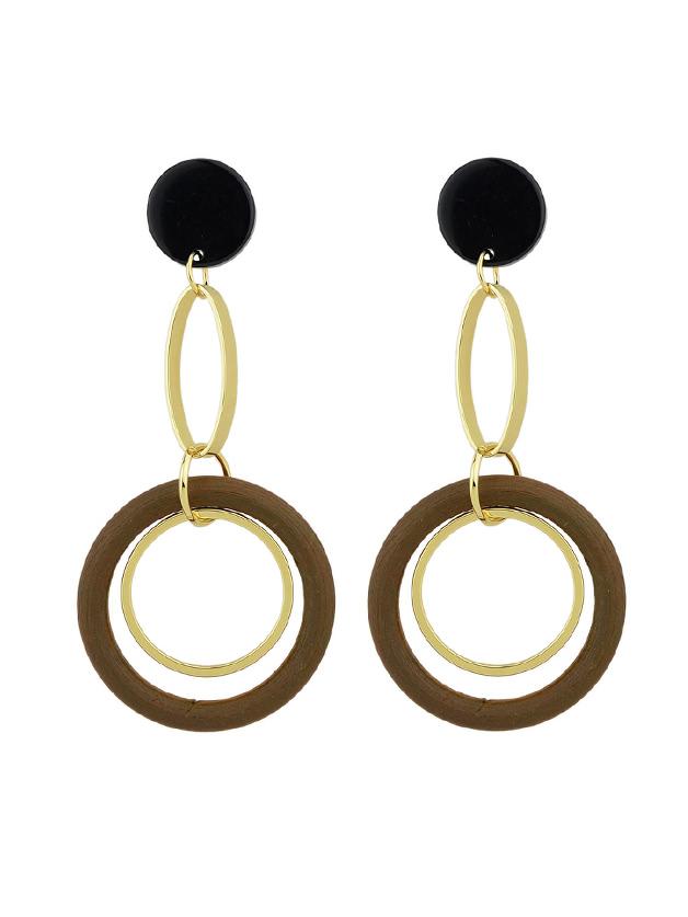 Shein Brown Circle Colorful Resin Party Big Hanging Earrings For Women