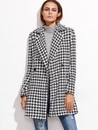 Shein Black And White Houndstooth Coat