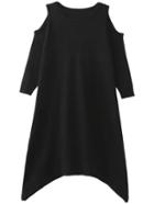 Shein Black Cold Shoulder Asymmetrical Hem Knit Dress