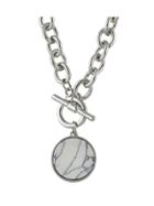 Shein Silver Color Chunky Chain Necklace With Imitation Turquoise Pendant