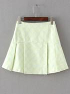 Shein Yellow Blue Pleated Flare Skirt