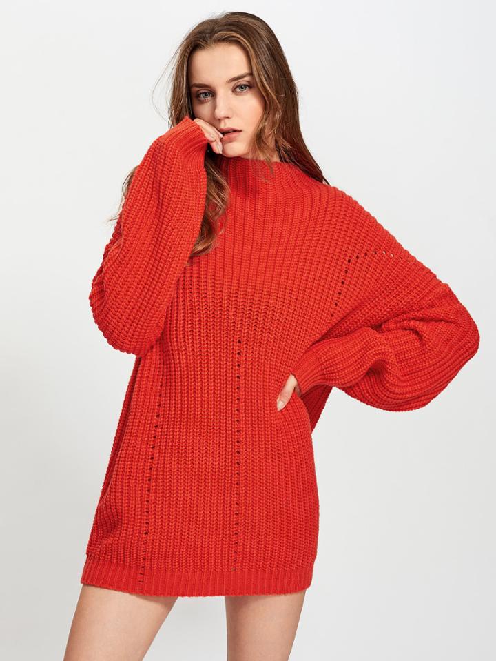 Shein Exaggerate Long Sleeve Eyelet Detail Jumper
