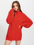 Shein Exaggerate Long Sleeve Eyelet Detail Jumper