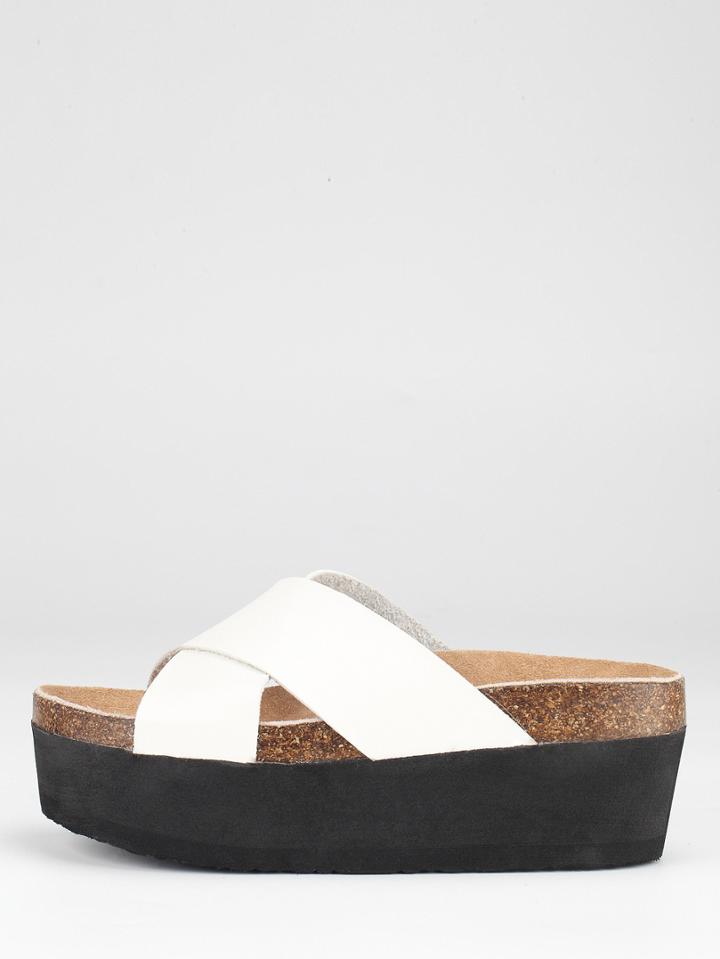 Shein Crisscross Strap Platform Slides - White