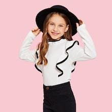 Shein Girls Contrast Binding Ruffle Top