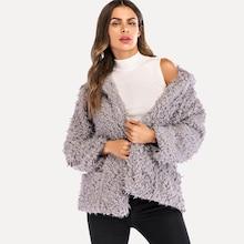 Shein Solid Fluffy Teddy Coat