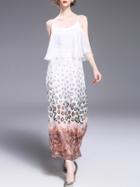 Shein Spaghetti Strap Crisscross Back Print Dress