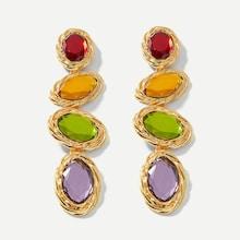 Shein Color-block Gemstone Drop Earrings