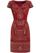Shein Wine V Neck Embroidered Sheath Dress