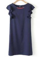 Rosewe New Arrival Butterfly Sleeve Woman Dress Navy Blue