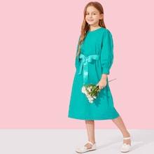 Shein Girls Zip Back Belted Dress