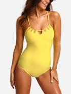 Shein Halter Cutout Crisscross One-piece Swimwear