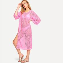 Shein Slit Hem Hollow Out Lace Dress