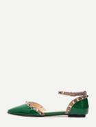 Shein Green Block Ankle Strap Studded Sandals