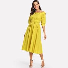 Shein Foldover Front Off Shoulder Button Front Dress