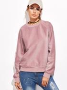 Shein Pink Raglan Sleeve Cord Sweatshirt