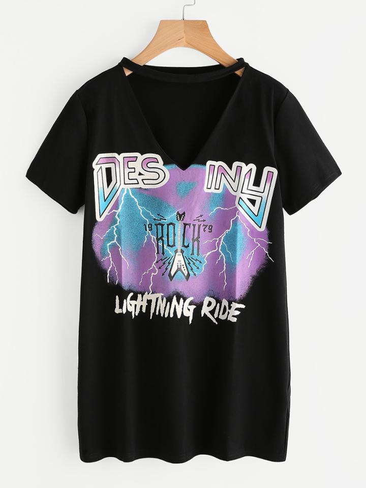 Shein Plunging V-neckline Tee Dress