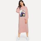 Shein Mock-neck Graphic Patched Hijab Dress