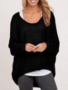 Shein High Low Loose Black T-shirt
