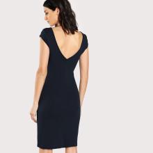 Shein V-back Solid Fitted Dress